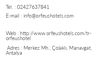 Orfeus Hotel iletiim bilgileri
